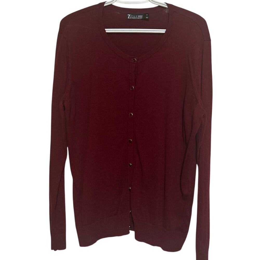 7th Avenue Women's Burgundy Button Front Long Sleeve Cardigan Sweater Size XXL